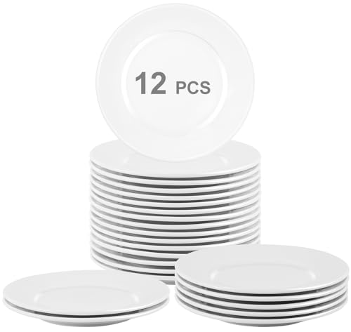 Dyrfolm Set Of 12 7 Inch Porcelain Dessert Plates, White