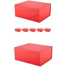 PACKHOME 7 Gift Boxes 9x6.5x3.8 Inches, Rectangle Collapsible Boxes with Magnetic Lids for Gift Packaging Matte Red, Grain Texture