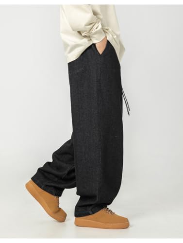Men's Baggy Jeans Casual Wide Leg Hip Hop Elastic Waist Drawstring Denim Pants Streetwear Skateboard Pants3