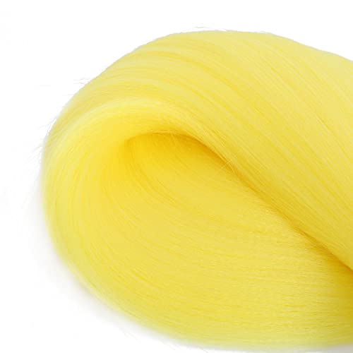 Newluyang Yellow Pre Stretched Braiding Hair,100% Kanekalon Synthetic Top Silky Color Blend Synthetic Fiber Easy Braid Hair Extensions,26Inch 3Packs Yaki Texture Crochet Hair Braids（Yellow) #TOP4