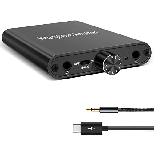 Headphone Amplifier HIGI Impedance Headphone Amp Support 3.5mm AUX Input which can be Used with Either MAC, Mobile Phone, PS4, PS5, Laptop or Desktop System (4.4mm Headphone Amplifier)