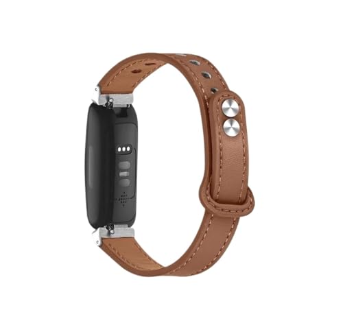 Bracelet cuir marron montre Fitbit Inspire 2 accessoire style urbain et bureau