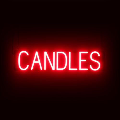 SpellBrite LED Neon CANDLES Sign for Business - Red, 28" x 6"