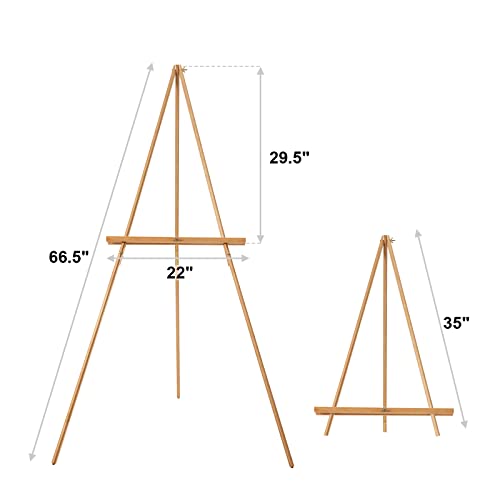 Falling in Art 65" A-Frame Tripod Easel Stand, Wooden Display Easel with Adjustable Canvas Holder, Floor Easel for Wedding Signs, Posters, Paintings, Artwork(Natural) 2 Pack - Thumbnail 5
