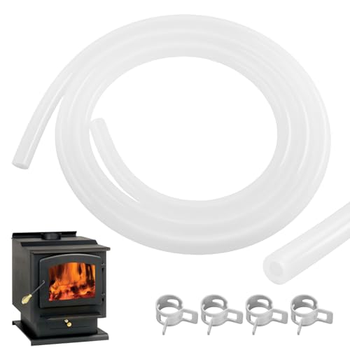 20093K Pellet Stove Silicone Vacuum Pressure Hose for Vacuum Shutdown and Firebox Pressure Switches, Fit for Most Englander Pellet Stove Models, 5 Feet Clear Tubing Hose with 4 Clips, Part# PU-VH