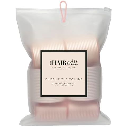 The Hair Edit Pump Up The Volume Ceramic Thermal Rollers - 6 Assorted Self Grip Hair Rollers With Storage Bag Cover
