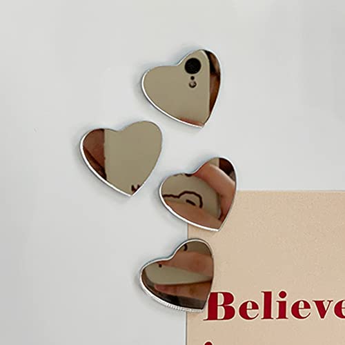 Wayuto 8Pcs Heart Mirror Magnets Cute Silver Decorative Magnet Set For Office Kitchen Refrigerator Locker Whiteboard Photo Note Strong Magnetic Scratch-Free Fridge Stickers Unique Funny Gifts 1In #TOP5