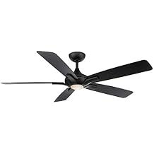 Modern Forms Mykonos Smart Indoor and Outdoor 5-Blade Ceiling Fan 60in Matte Black with 3500K LED Light Kit and Remote Control worksworks with Alexa and iOS or Android App
