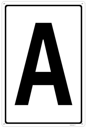 Aluminum Letter Sign A - 8x12 Inch White/Black Parking Spot