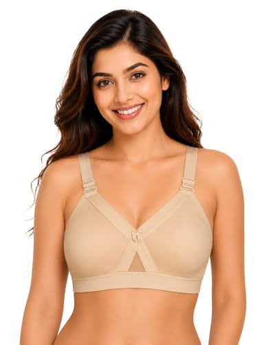 Image of SONA Super Fit Everyday Non Padded Side Support Cotton Full Coverage Bra for Women with Transparent Strap Plus Size Bra