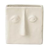 WENSHUO Abstract Square Face Pen Holder, Modern and Minimalistic Desk Accessories (Crème)