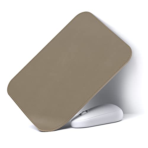 YSAGi Vernähte Mauspad,Dickes PU-Leder Mousepad,Rutschfeste Wildlederbasis, Wasserdicht,Dauerhaft,Leicht zu Kontrollieren,für Computer,Laptop,Büro / Zuhause(20 x 25 cm,Schlamm) Cover