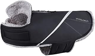 VIVAGLORY Dog Cold Weather Coats, Super Warm and Cozy Dog Jacket for Cold Weather, Sports Style Dog Fleece Jacket for Small Dog, Black, XXS