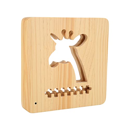 Veilleuse girafe en bois 3D lampe de nuit LED blanche chaude - 4