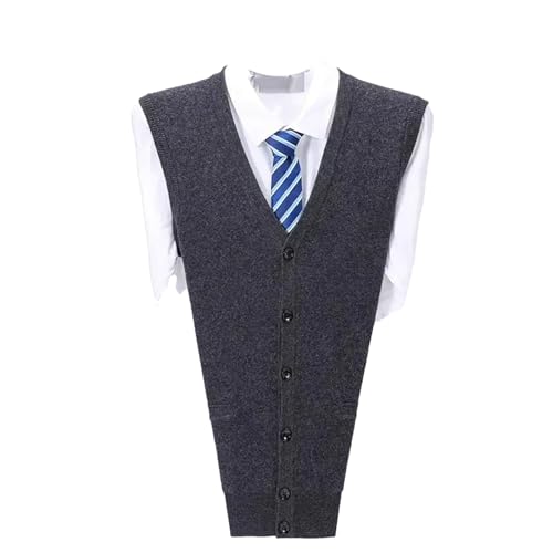 Yeuyyben Men Knitted Vest Casual V-Neck Thick Plus Size Winter Cashmere Sweater Button Cardigan Waistcoat