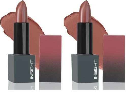 Image of INSIGHT Velvet Matte Lipstick (Velvet Kiss) | Long Lasting, Smudge-Proof & Non-Drying | Enriched with Cocoa Butter, Argan Oil & Vitamin E | Smooth Application, Bold Pigment - 3.8g (Pack of 2)