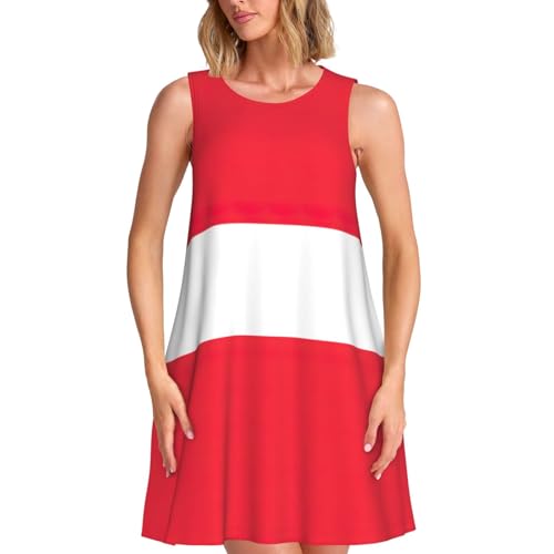 vvczewrr Austrian Flag Print Women's Sleeveless Dress with Pocket Fashionable and Comfortable for Daily Wear Black