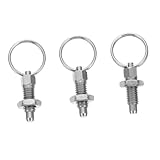 Tofficu 3Pcs Stainless Steel Spring Loaded Plunger with Pull Rings for Positioning Industrial and Electrical Applications Pin Reliable and Stable Mechanism