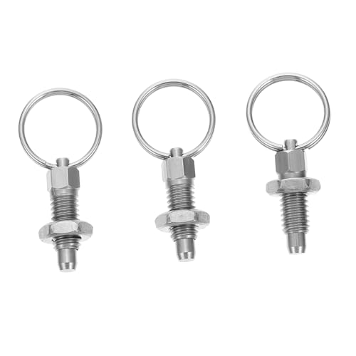 Tofficu 3Pcs Stainless Steel Spring Loaded Plunger with Pull Rings for Positioning Industrial and Electrical Applications Pin Reliable and Stable Mechanism