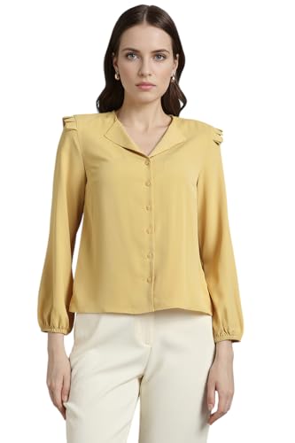 Image of Van Heusen Women Polyester Regular Fit Solid Full Sleeve Casual Shirt