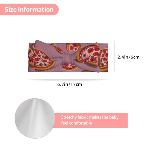 star Pink pizza Printed baby bow headband - Soft and elastic material, suitable for newborns, babies, and toddlers3