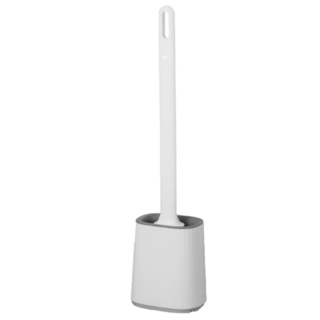 Scopino per WC a Doppia Faccia, spazzolino per WC in Silicone con Supporto, Installazione a Pavimento o a Parete (Colore: Bianco)