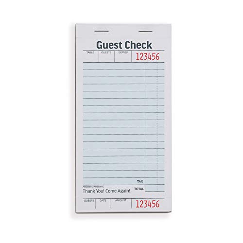 image for AmazonCommercial Guest Check Pads, Single Part, Perforated, White, 3-2