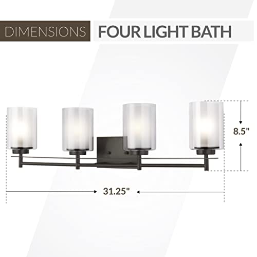 Generation Lighting 4437304-710 Elmwood Park Four - Light Wall/Bath Vanity Style Fixture, Bronze, 75 Total Watts, 8.5 Inch Height, 31.25 Inch Wide, Steel Construction by Generation Lighting - Image 3