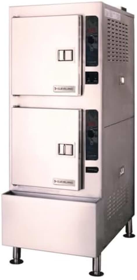 Cleveland Range 24CEA10.2 Gemini Series 10-Pan Electric Convection Steamer, Twin Boiler SteamCraft Food Steamer, Stainless Steel, EasyTimer Controls, 16 kW Each, Heavy Duty Floor Steamer