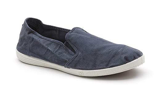 Natural World Eco - Zapatillas Hombre de algodón orgánico y Caucho - Sin Cordones - Color Azul Marino - 315E