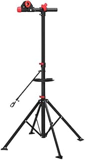 SONGMICS Heavy Duty Bike Mount Stand Professional Telescopic Bike Bicycle Mount Stand with Magnetic Tool Tray, Workshop, Garage, Portable, Black/Red SBR02B