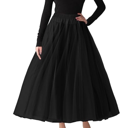 Falda de tul midi para bodas y disfraces con tutú retro de talle alto