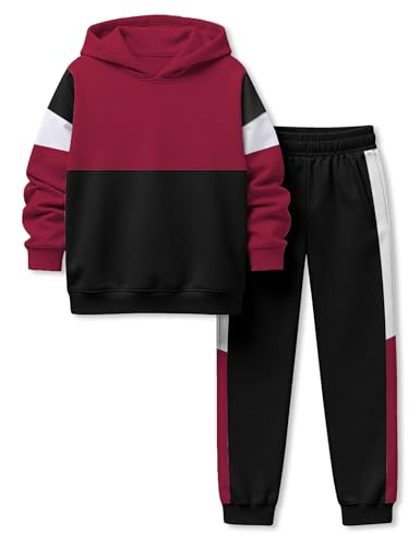 Image of Boys Clothes Long Sleeve Color-blocked Hoodie Top and Pants 2PCS Winter Sweatsuits Fall Boys Outfits 2-8 Years