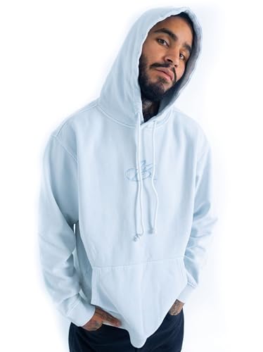 FUBU Ice Blue Garment Washed Script Hoodie, Extra Large - Main Image