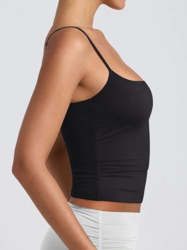 Image of PINKMSTYLE Women's Basic Double Lined Scoop Neck Tank Tops Summer Cami Top | Adjustable Spaghetti Strap,Soft Skin Stretch,Slim Fit for Everyday Wear