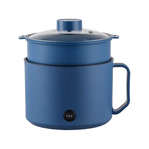 Olla eléctrica for cocinar fideos instantáneos, olla caliente de 600 W, olla eléctrica con vaporizador, sartén eléctrica multiusos for el hogar, la oficina y el dormitorio(Blue)
