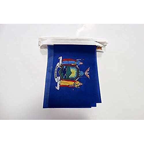 AZ FLAG - Guirlande Drapeau New York - 6 Mètres Avec 20 Fanions New Yorkais - Etat Américain - Usa - Etats-Unis De 21x14 cm - Petits Drapeaux 100% Polyester - 60g
