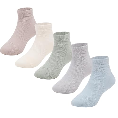 Kid Breathable Athletic Ankle Socks Boys Girls Cotton Low Cut Socks Toddler Soft Cotton Crew Sock 1-12 Years 5 Pairs