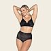 Leonisa Seamless High Waisted Thong Panty with Lace Stripe for Women - Slimming Tummy Control Underwear Black