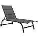 Outsunny Sonnenliege Atmungsaktive Gartenliege mit 6-Fach Verstellbar Rückenlehne Rädern Aluminiumrahmen, gepolsterter Liegestuhl bis 120 kg Relaxliege Gartenmöbel für Garten Terrasse Pool Dunkelgrau