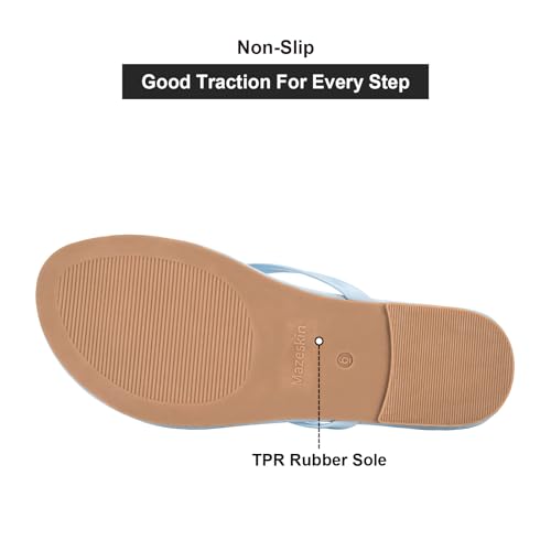 Image of mazeskin Women's Memory Foam Comfortable Flat Thong Sandals Dressy Summer Beach Leather Slide Flip Flops