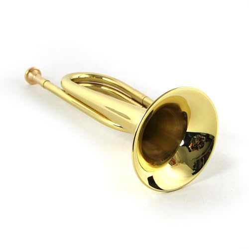 Military Emergency Bugle Cavalry Trumpet Brass Blowing Old Style Copper - Thumbnail 3