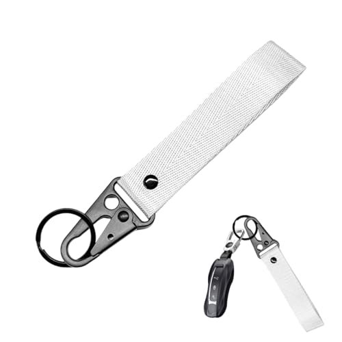 Image of Wevdn Car Key Chain, Fabric Metal Practical Multifunctional Motorcycle Keychain, Anti-Lost Keychain with O-Ring for Men Women (White)