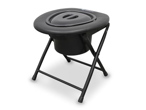 WELLCORE Silla de aseo con inodoro, Plegable, Transportable, Compacta, Estructura Aluminio, Inodoro...