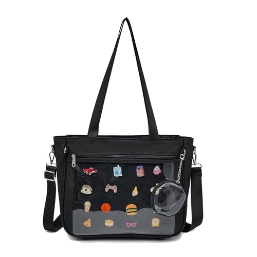Bolso Tote Ita Canvas Kawaii con ventana para pins miniatura 1
