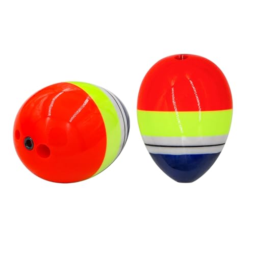 INFISHCEO Fishing Floats, 5PCS Hard Fishing Bobber Round Floats Red/Yellow/Blue Snap on Fishing Bobbers Assortment
