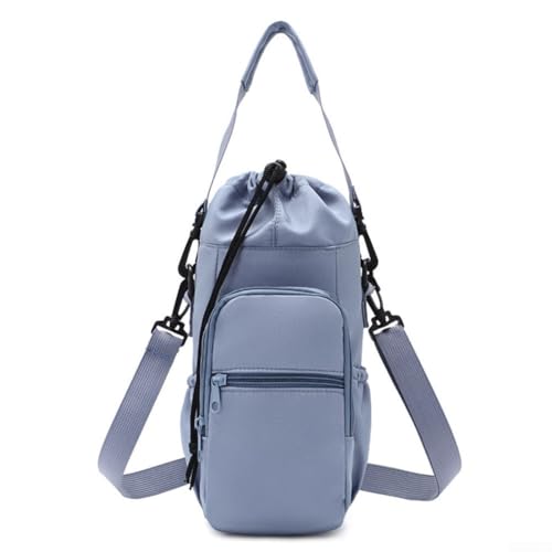 Sogoluat Sac à main pour bouteille d'eau – Compartiment isotherme et sangle réglable, sac à bandoulière multi-poches pour bouteilles de 1 200 ml, pour randonnée, cyclisme, voyage (bleu)