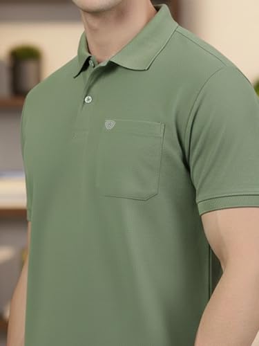 Image of Lux Cozi Men's Cotton Blend Polo T-Shirt with Chest Pocket | Collar T-Shirts for Men | Half Sleeves | Plain - Regular Fit (Pack of 1)