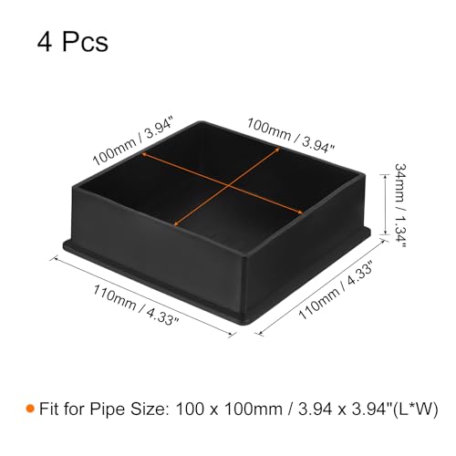 Tapas cuadradas de PVC para patas de silla, pack de 4 piezas negras 3