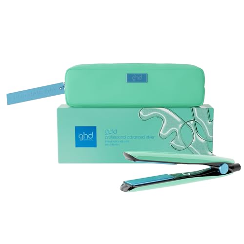 Image of ghd Gold Limited Edition Hair Straightener in Jelly Mint - with Matching Heat-Resistant Bag - Professional Advanced Styling, for Sleek, Smooth Hair with More Shine - for All Hair Types (UK Plug)